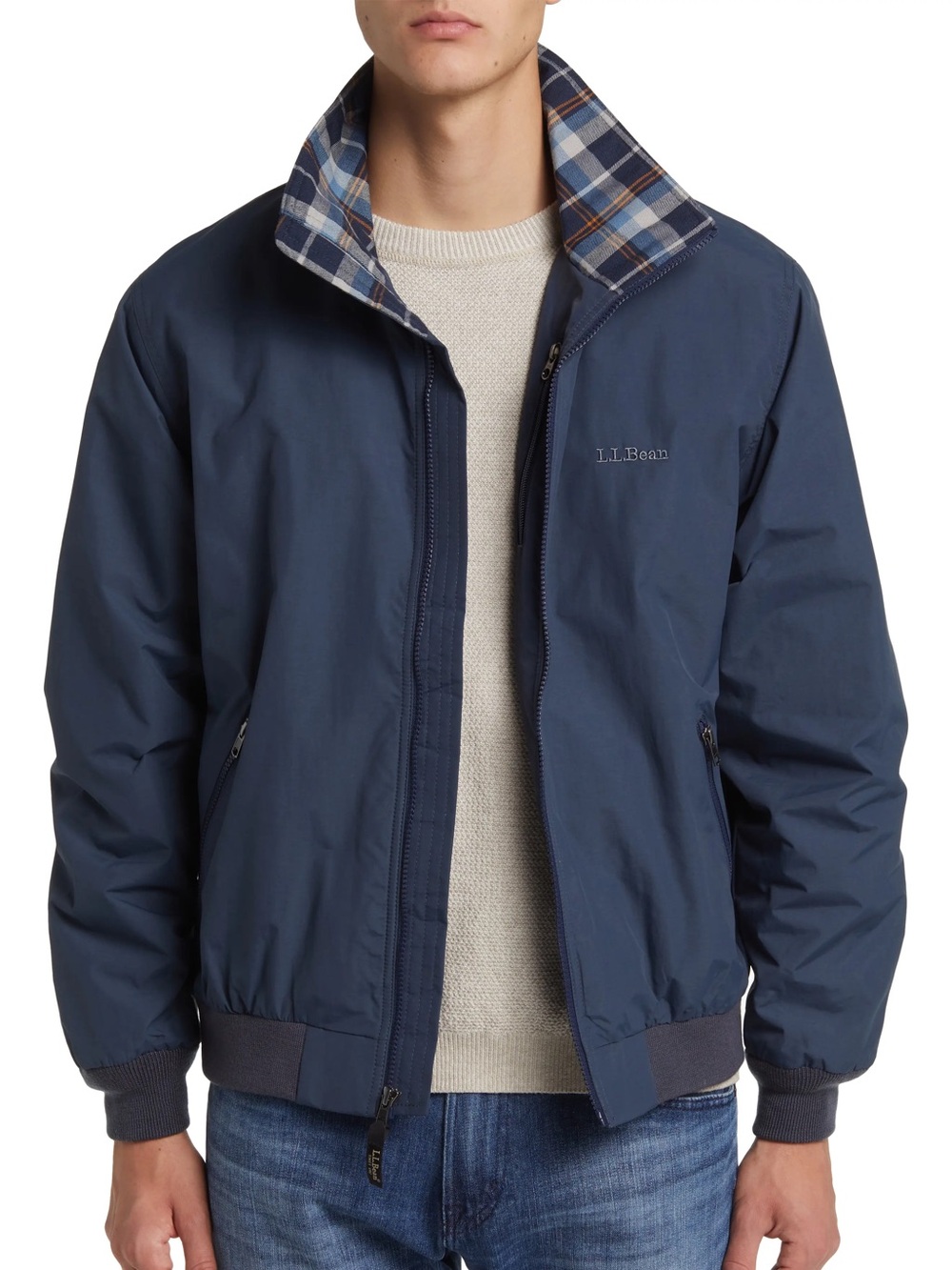 L.L. Bean Men's Warm-Up Jacket, Flannel-Lined